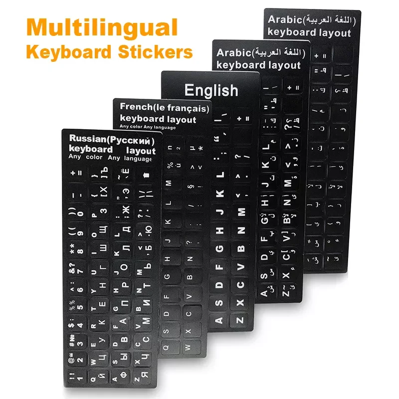 

Russian French English Arabic Spanish Portuguese Keyboard Stickers Letter Alphabet Layout Cover Sticker For Laptop Desktop PC
