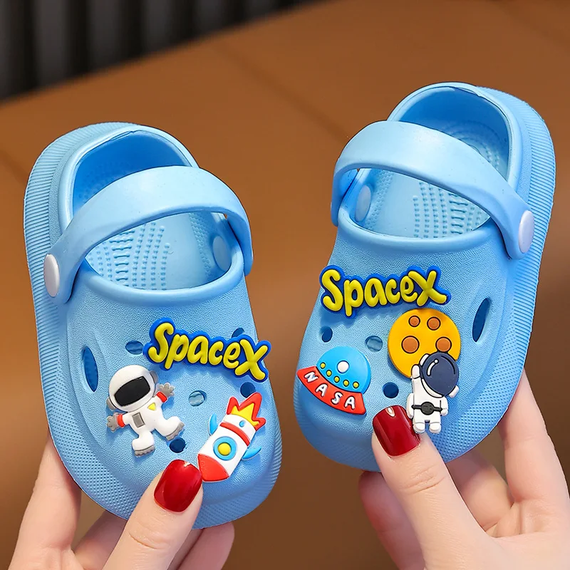 

Детские летние детские туфли с дырками для мальчиков и девочек, мягкая нескользящая подошва, Детские разноцветные Тапочки