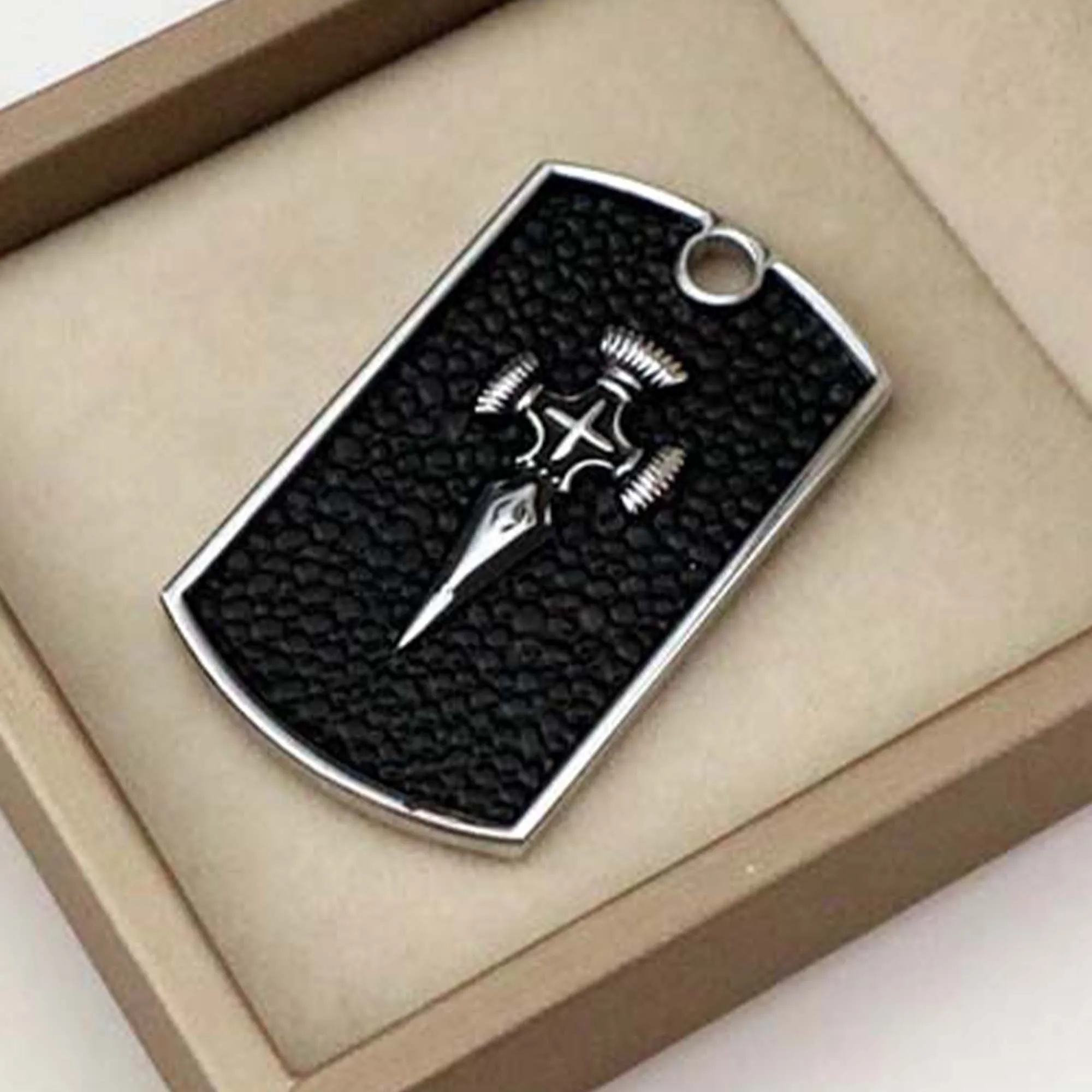 1PCS 49x27mm Hip Hop Vintage Cross Brand Pendant DIY Men and Women Necklace Bracelet Keychain Jewelry Square Charm Accessories