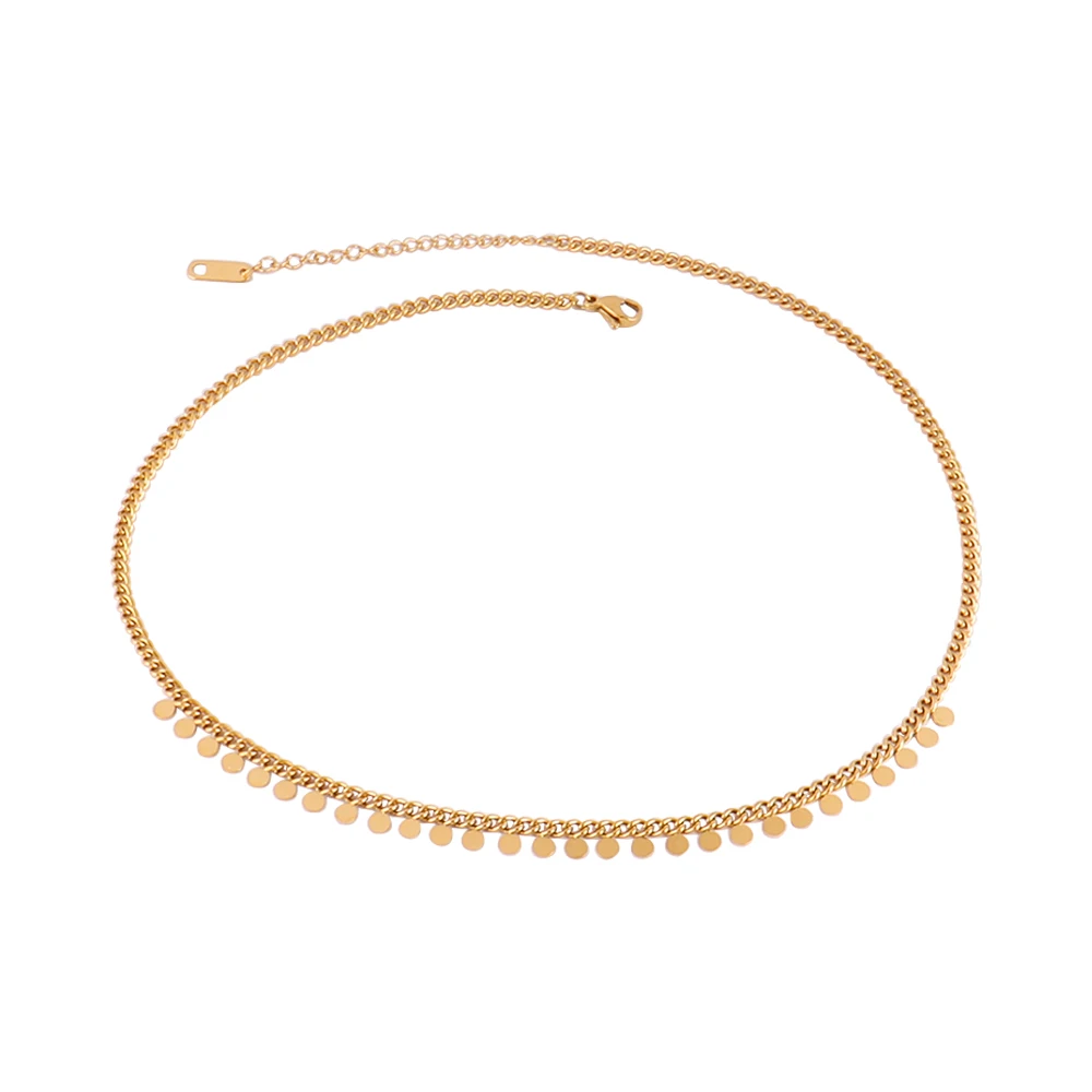 

Ожерелье из нержавеющей стали для женщин, колье золотого и серебряного цвета с круглой геометрической подвеской, цепочка со змеиным плетен...