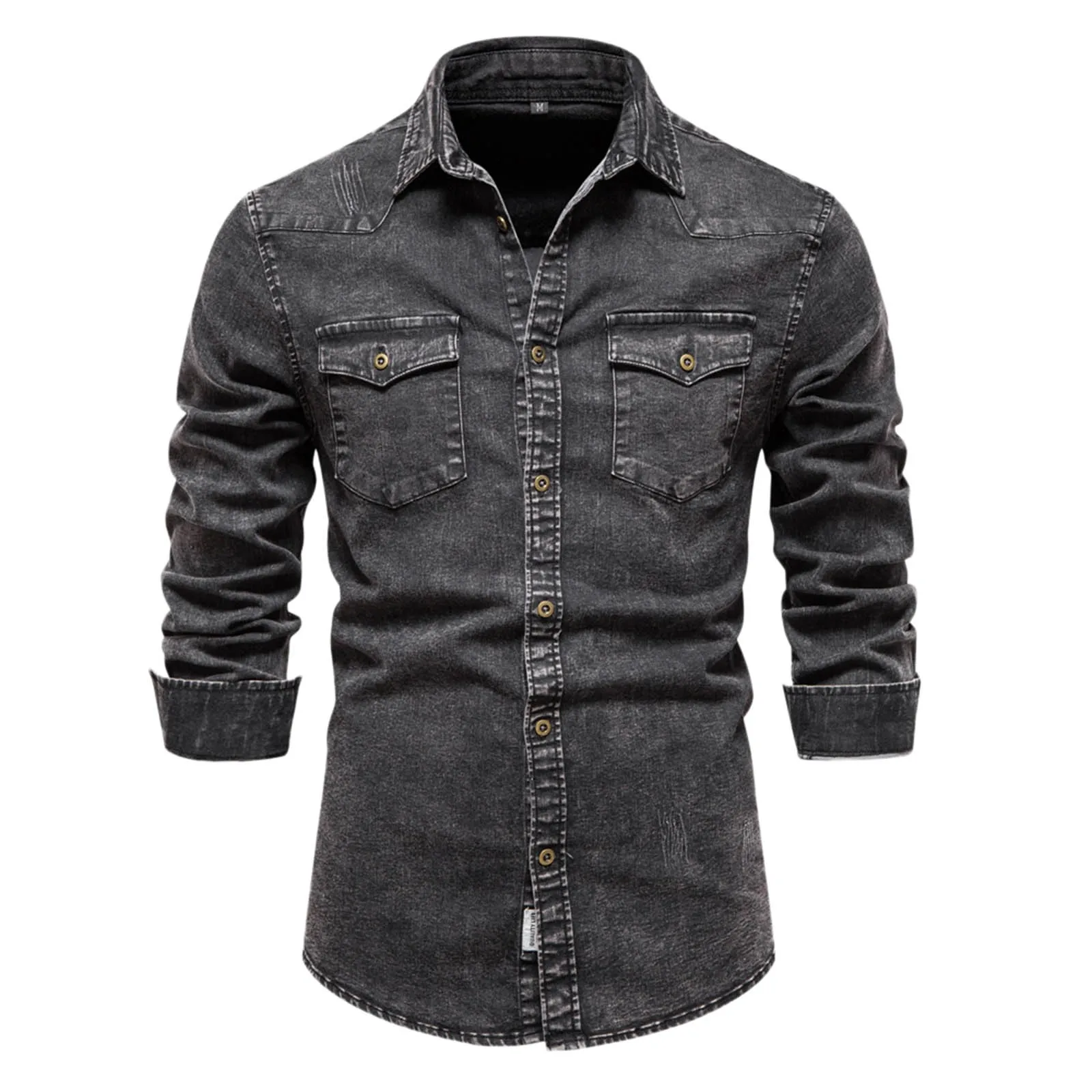 

Men Bodysuit Men's Washed Classic Slim Pocket Jeans Long Sleeve Shirt Valentine Day Shirt