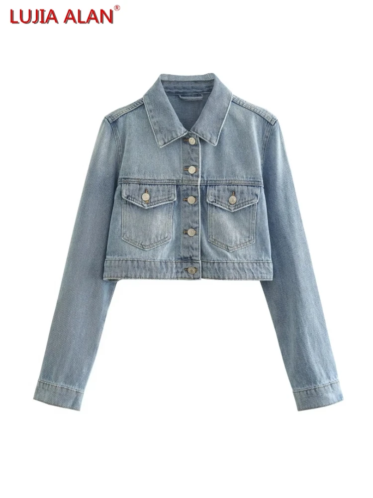 

Женское джинсовое пальто с карманами и длинным рукавом, свободного покроя LUJIA ALAN C1700