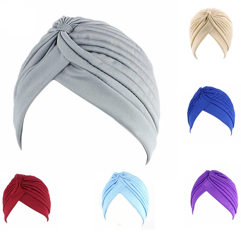 

Women Folds Turban Scarf Fashion islamic inner Hijab Caps Arab wrap Female India Hats femme musulman turbante mujer CP101