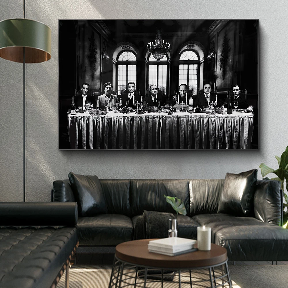 

Godfather Modern Style Wall Canvas Painting Print Famous Movie Poster Mural Black White Picture For Living Room decoration