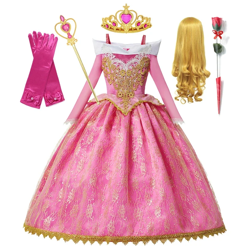 Платье принцессы Диснея для девочек костюм Спящей красавицы Авроры карнавальный