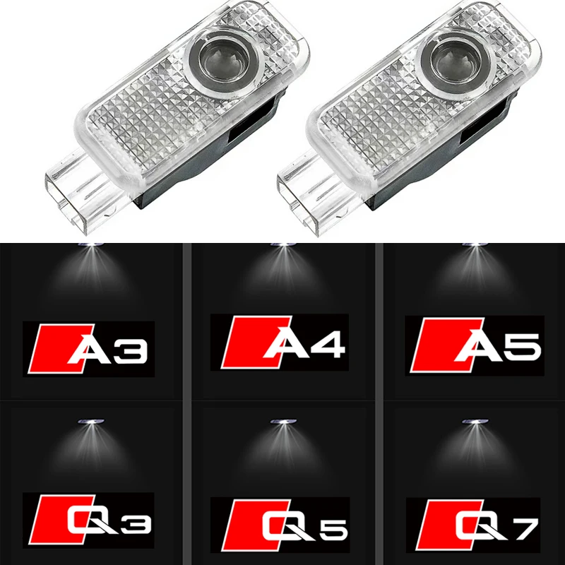 

2Pcs LED for A1 A3 A4 A4L A5 A6 A7 A8 Q3 Q5 Q5L Q7 Q8 R8 E-tron TT Logo Car Door Welcome Courtesy Projector Ghost Shadow Lights