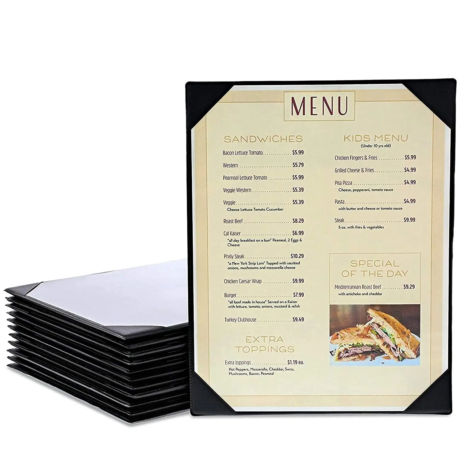 Black Restaurant Menu Cover Holders (8.9 X 11.4 in, A4, 12 Pack)