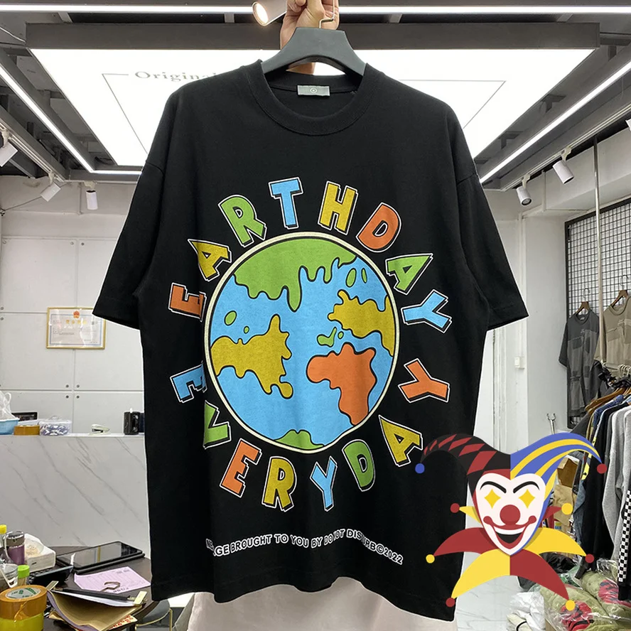 

Colorful Alphabet Globe Print Short Sleeves T Shirt Men Women Best Quality T-shirts Tops Tee