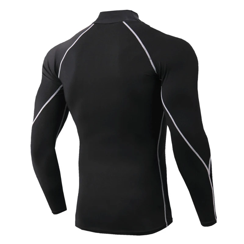Winter Man Long Sleeve Shirts Thermal Fitness Compression T-Shirts Stand Collar 3D Jog Autumn Cycle Outdoor Breathable Sport Top