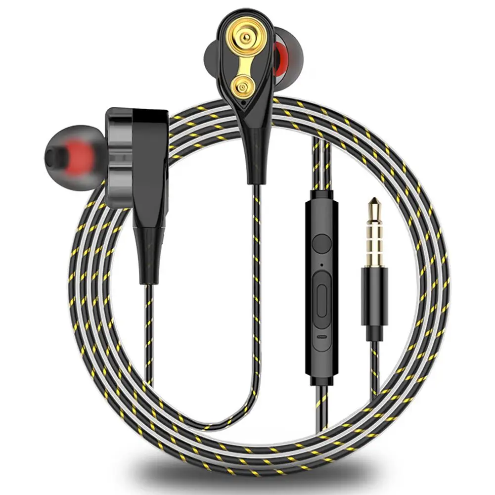 

Dual Moving Coil 3.5mm Wired In-Ear Earphone Heavy Bass Stereo Earbuds with Microphone (Single or Double Horn)