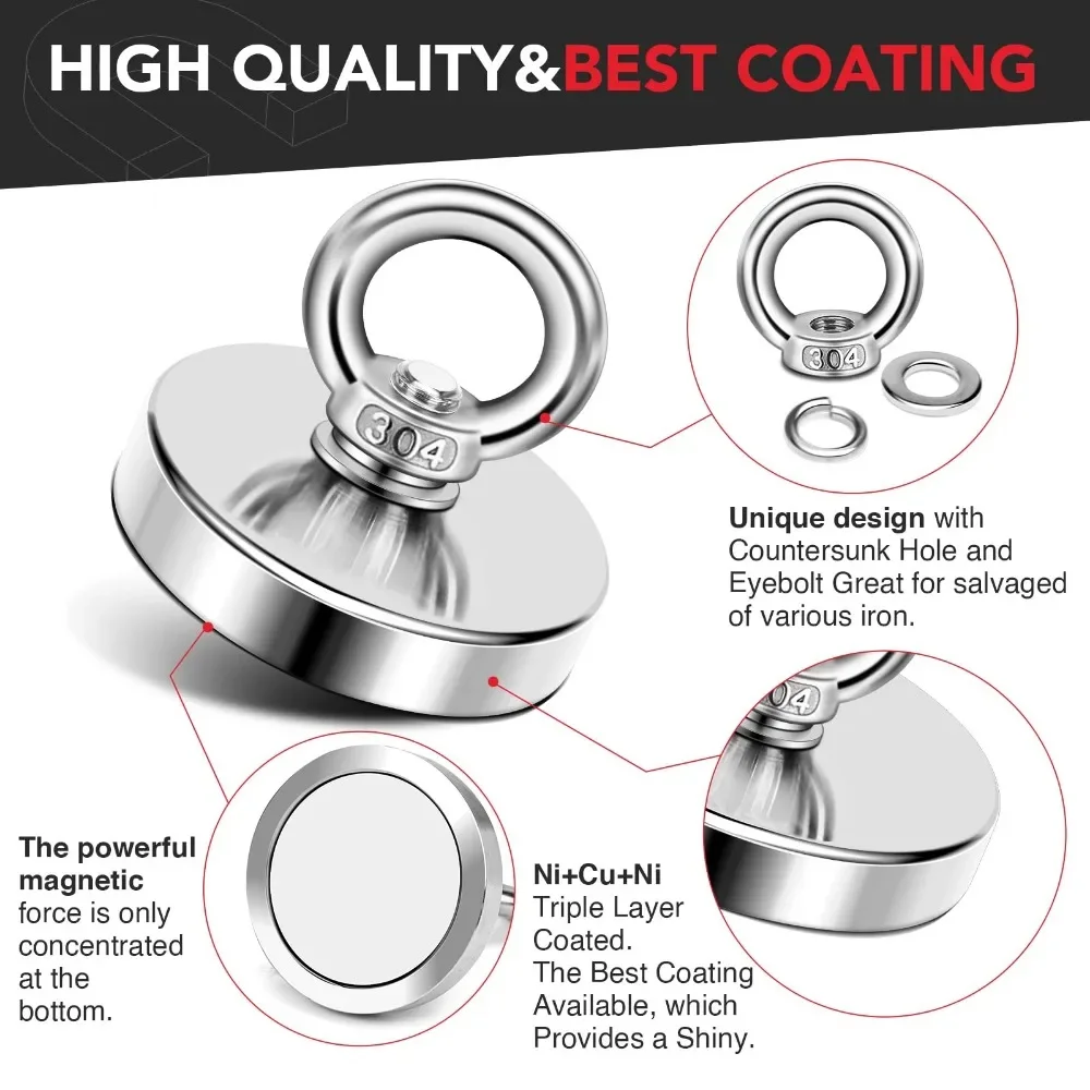 Супермагнит Сильные сверхмощные неодимовые магниты N52 Магнитный рыболовный