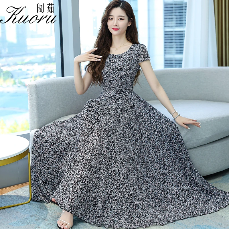 

Black Casual Summer Clothes For Women Maxi Dress 2022 Vestidos Elegantes Para Mujer Chiffon Floral White Long Boho Prom Dresses