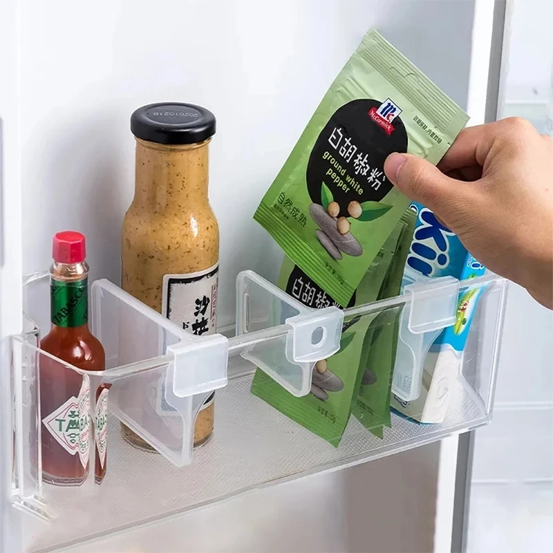 

Refrigerator Storage Partition Board Plastic Divider Storage Splint Kitchen Bottle Can Assortment Shelf Organizer Divider Clips