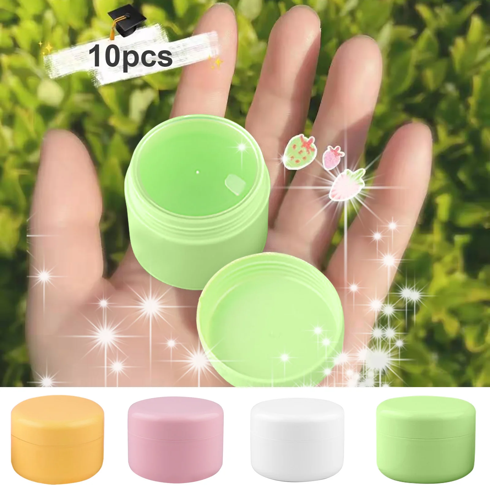 

10pcs Cosmetic Jars 10g Small Empty Plastic Container Face Cream Lotions Toners Storage Boxes for Home Travel Business Trip