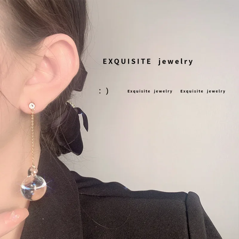 Прозрачные стеклянные бусины длинные круглые подвески серьги солнцезащитные