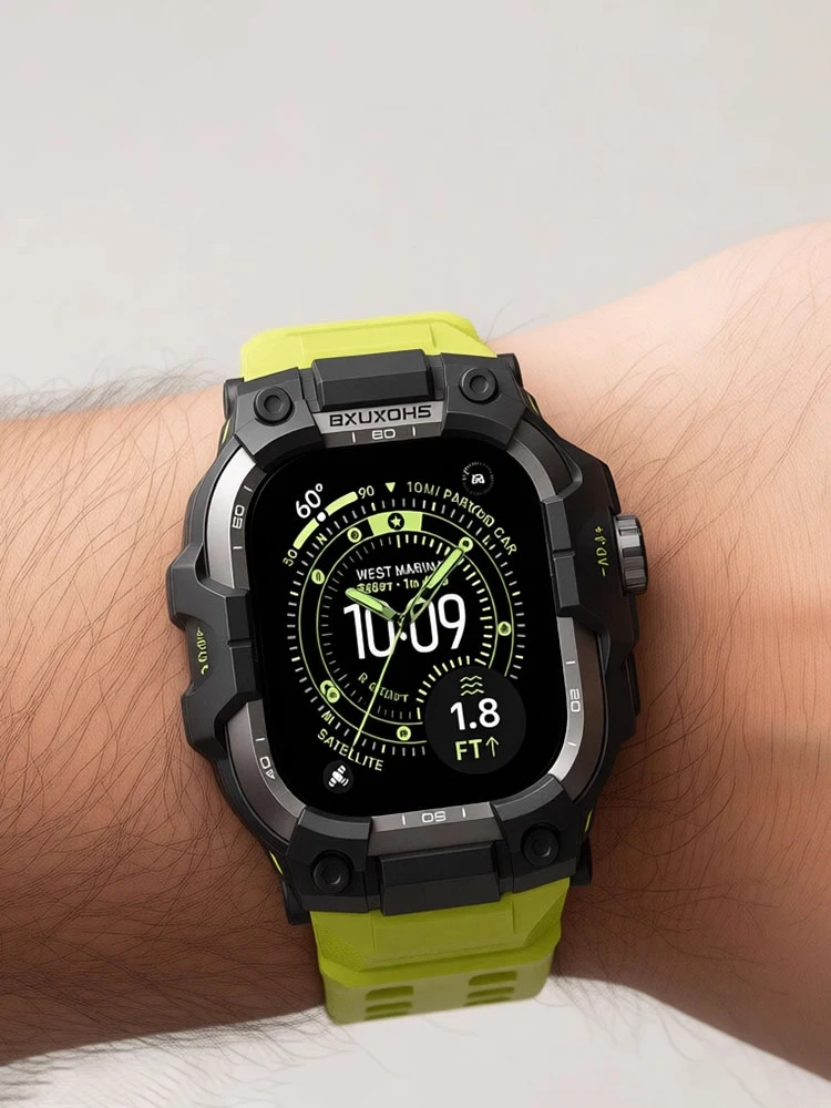 Фото Прочный чехол с ремешком для Apple Watch 49 мм, 44 мм, 45 мм, 46 мм, противоударный чехол-бампер для iWatch Ultra/2/3 Series 11 10 9 8 7 SE №2