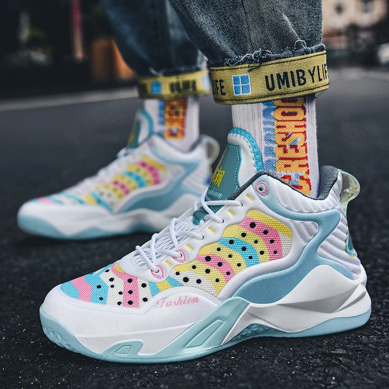 Camouflage Basketball Sneakers Men Women Training Breathable Fashion Colorful High Top Shoes Sport Non-slip Zapatillas de Hombre