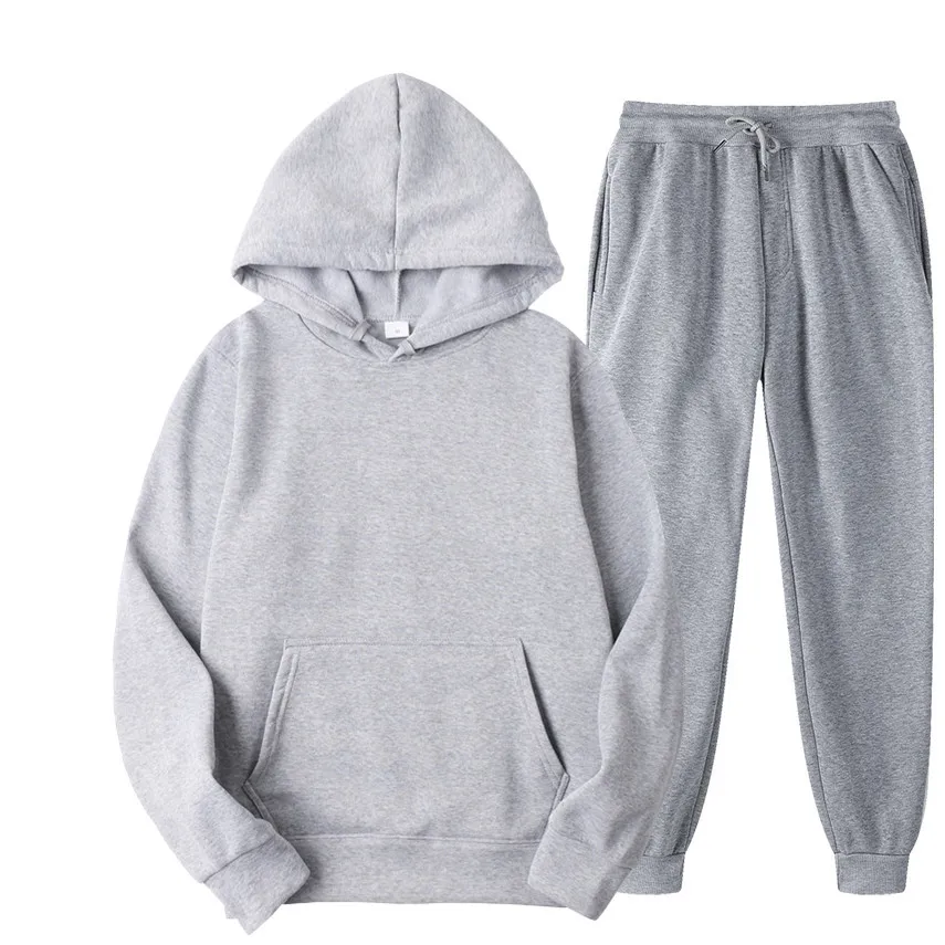 Spring New Men Casual Sets Brand Men Solid Hoodie + Pants Two-Pieces Casual Tracksuit Sportswear Hoodies Set Suit Male