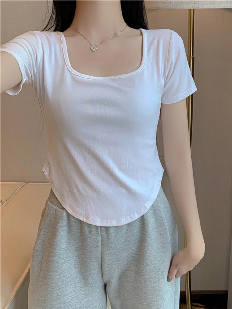 

AOSSVIAO 2022 Brand New Cotton Women's T-Shirts Short Sleeves Solid Color Women T shirt for Female T-shirt Tops Woman Tshirt