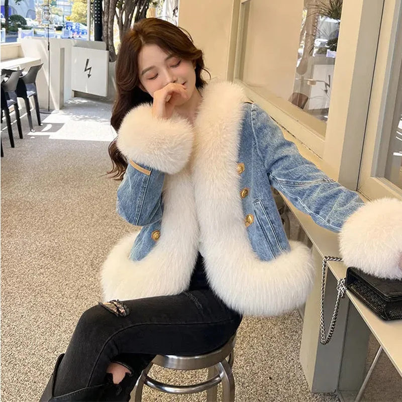 2022 Autumn Winter New Imitation Fox Fur Coats Female Short Style Thick Inner Bladder Young Fashion Warm Temperament Coats Women