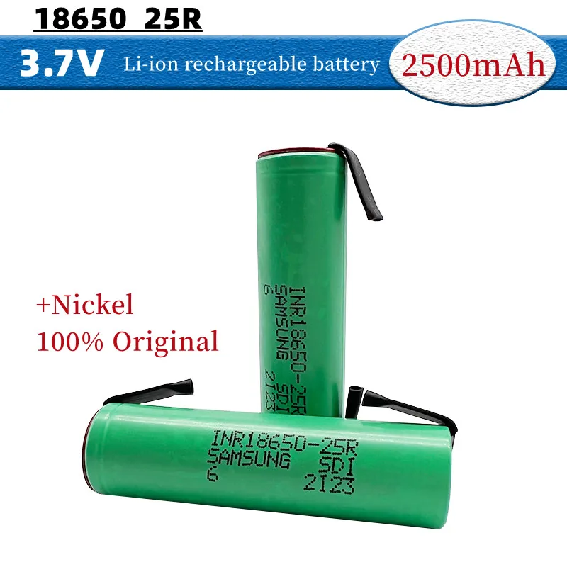 

KVCDY 100% original 18650 2500mAh Rechargeable battery，3.7V, 18650 25R Strong light flashlight discharge20A battery+DIY Nickel