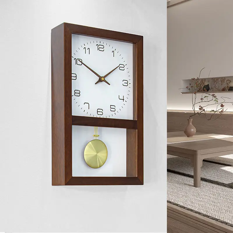 

Japanese-style solid wood wall clock simple living room dining room home fashion mute clock modern clock hanging wall
