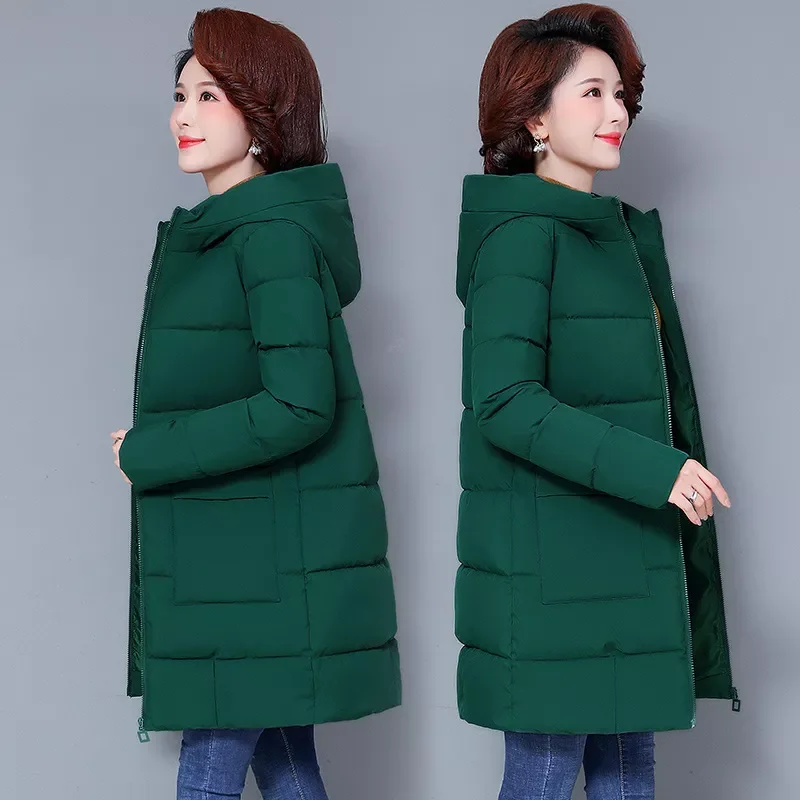 New2022 parka women winter coat jacket pocket loose down jacket and coat big yard with fooded winter overcoat women 2108
