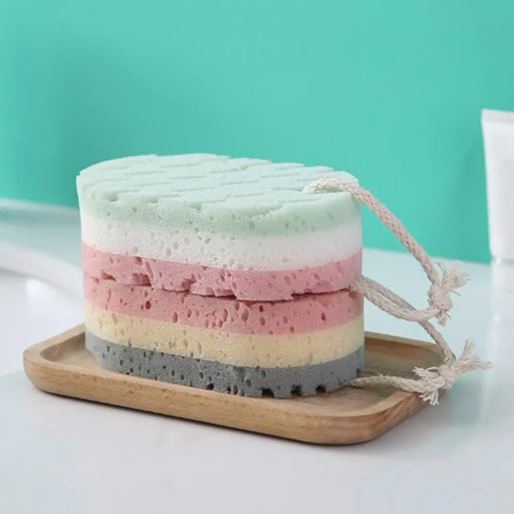 

Bath Sponge Brush Double-Sided Multiple Textures Skin-kindly Super Soft Wood Pulp Sponge Deep Cleansing Exfoliating Toll Women M