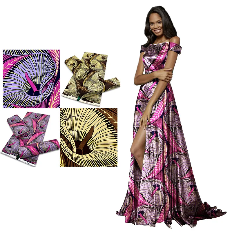 Платье из ткани с Африканским золотым воском для рождественской вечеринки H210714 |