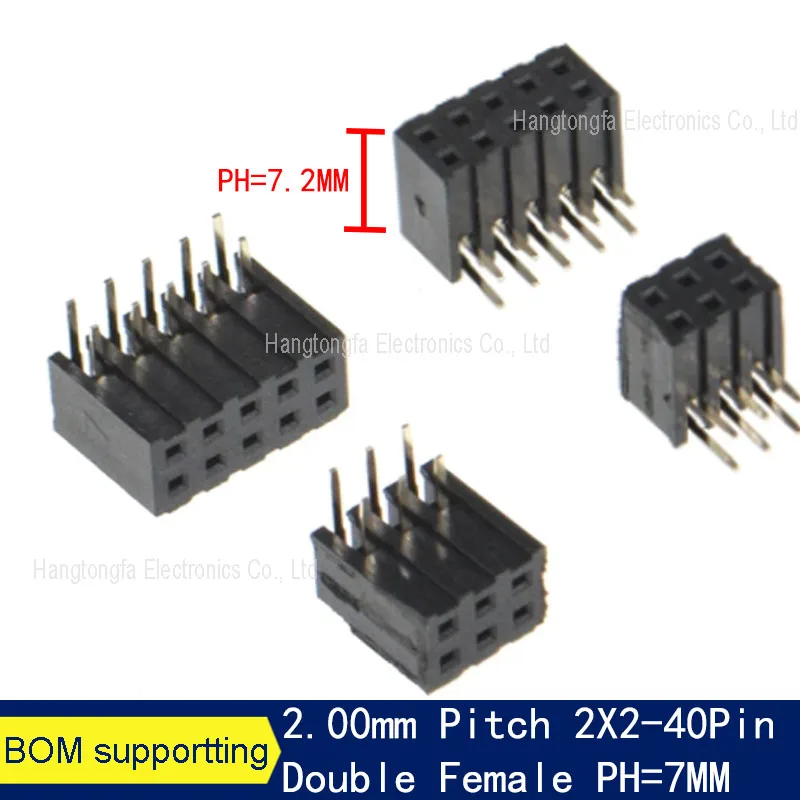 

Двухрядный гнездовой разъем 2*2/3/4/5/6/8/20-40 PIN