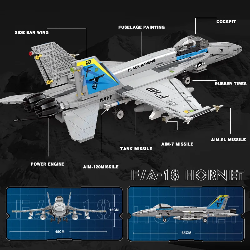 США Военный F/A-18 Strike Fighter Hornet Batisbrick Building Block Модель Ww2 Air Forces Фигурки Кирпичи Игрушки