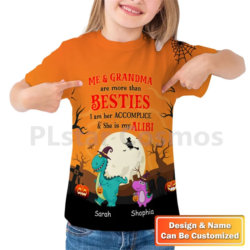 

Grandma Is My Alibi Halloween Kid T-Shirt Personalized Name 3d Printed Tops Kids Boy For Girl T Shirt