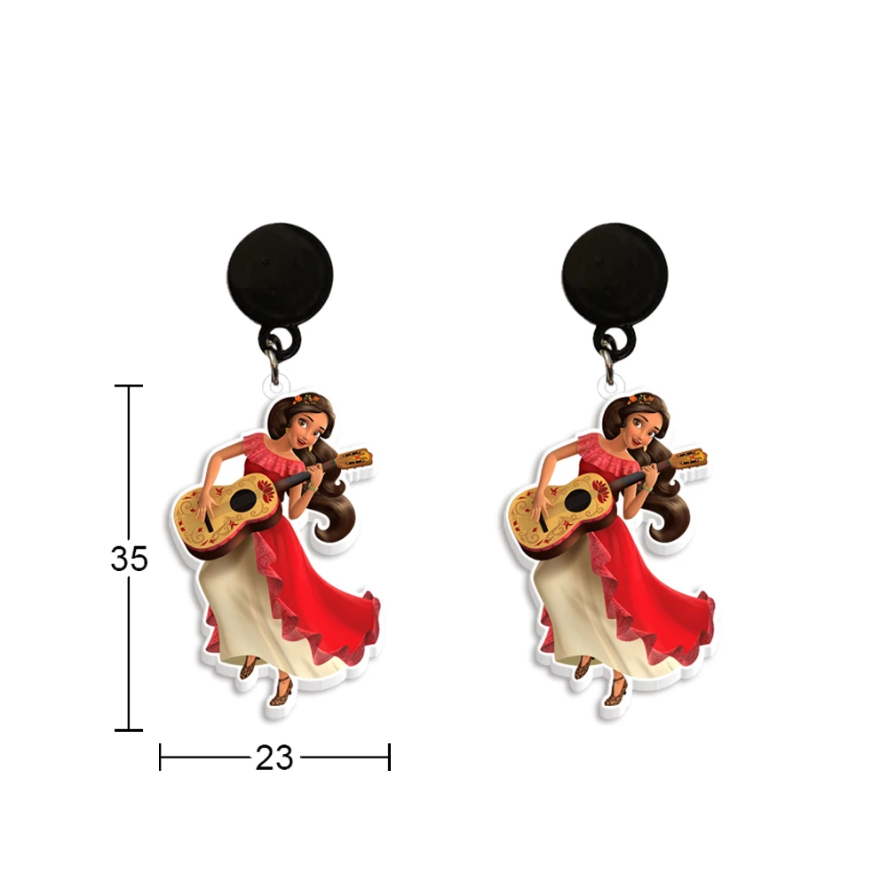 Фото Серьги-подвески Disney Elena of Avalor, дизайнерские серьги-капли, акриловые серьги из смолы для женщин и девочек, ювелирные аксессуары, подарки №5