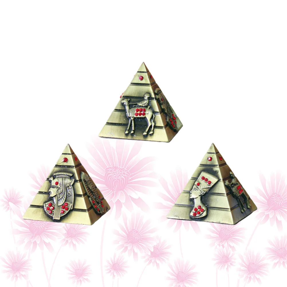

3pc Pyramid Design Ornaments Egyptian Style Decors Metal Adornments Creative Gift for Friends Family