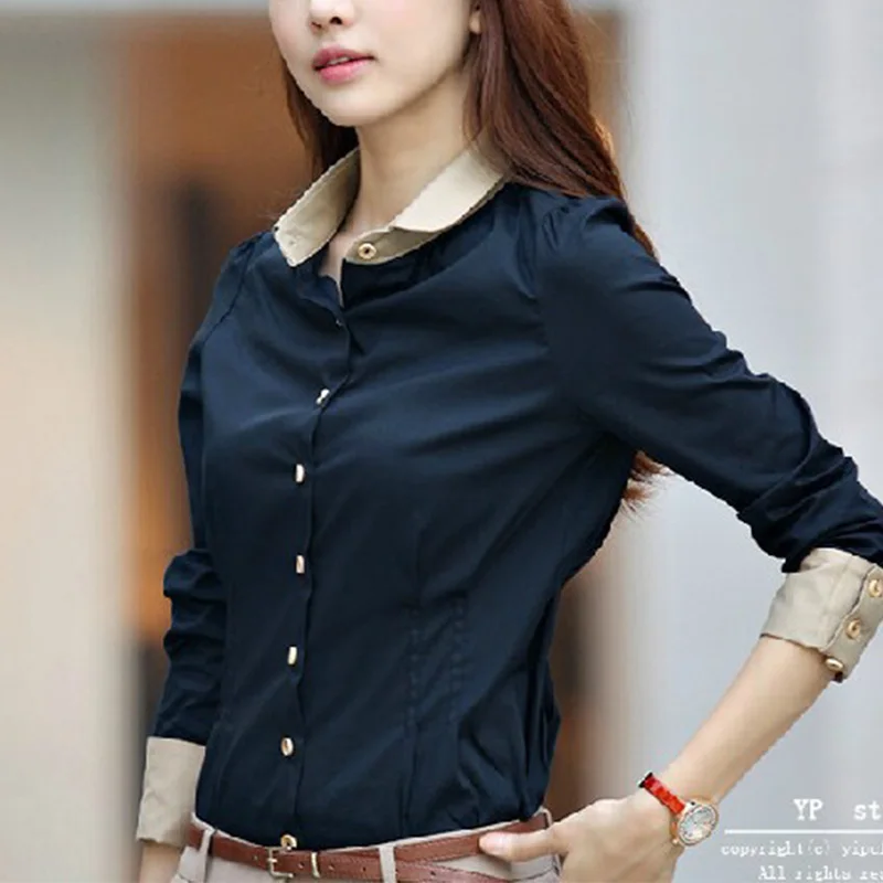 

Korean Bows Peter Pan Collar Short / Long Sleeve Elegant Feminine Shirts Patchwork Buttons Formal Blouses For Women Shirt Tops