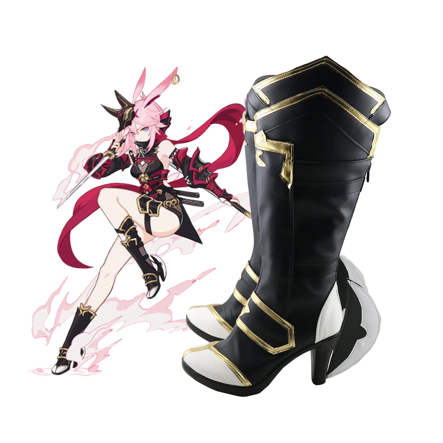 Игра Honkai Impact 3 Yae Sakura Cosplay Shoes из искусственной кожи Хэллоуин Карнавальная обувь Prop