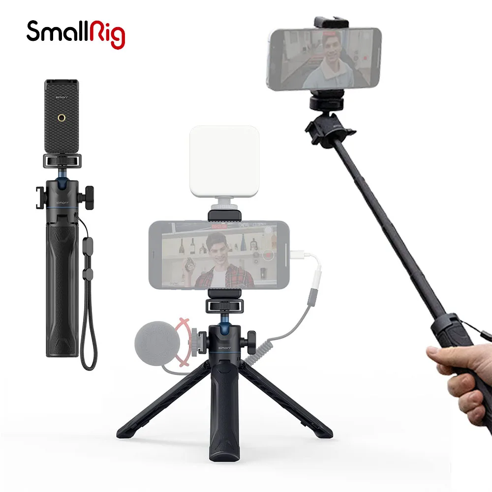 

SmallRig Phone Tripod Stand with Universal Clip Extension Selfie Stick with 360°Ball Head and 4-Stage Adjustment for Camera 3827