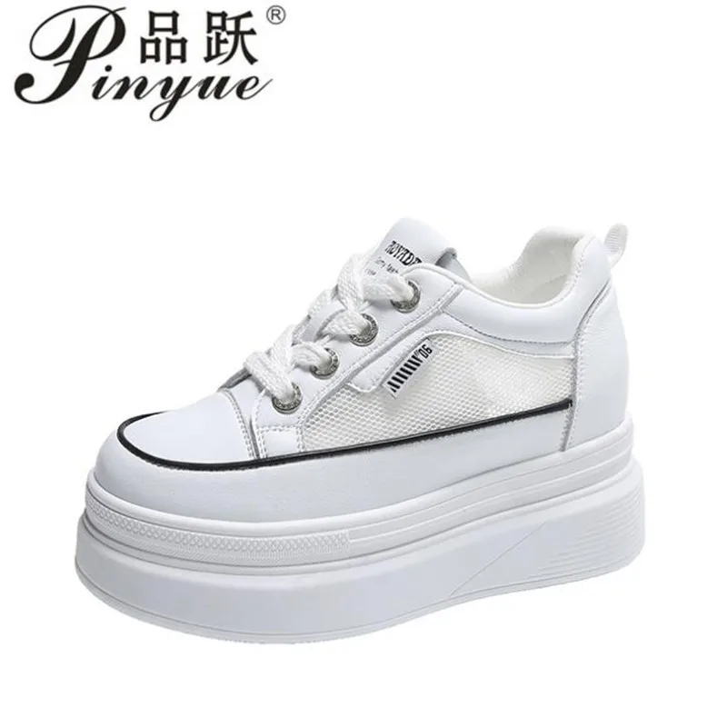 

6cm Woman Height Increasing Shoes Heels Spring Autumn Wedges Breathable Women Sneakers Casual Platform Trainers White Shoes 40