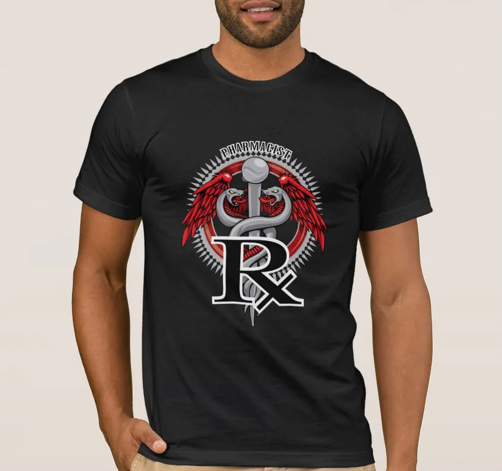 Зарегистрированная фармацевтическая Мода футболка с крыльями Caduceus. Футболки