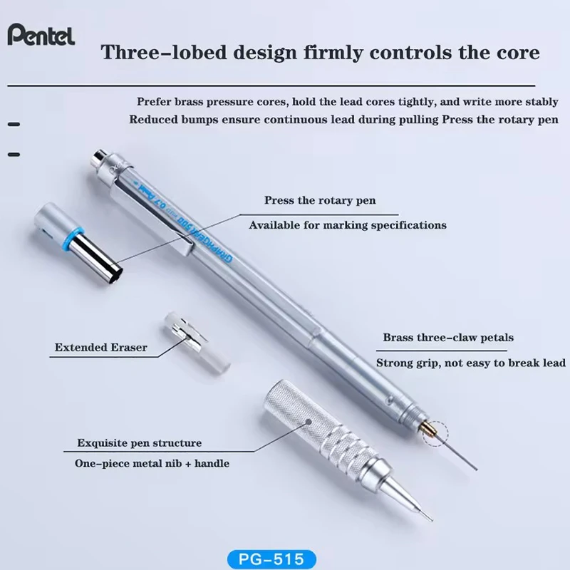 Фото Механический карандаш Pentel GraphGear 500, небьющиеся грифельные автоматические карандаши, профессиональная художественная ручка для рисования комиксов, школьные полезные принадлежности №3