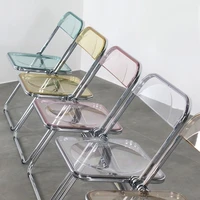 transparent folding chair acrylic creative fashion leisure home nordic dining chair modern net red backrest crystal chair