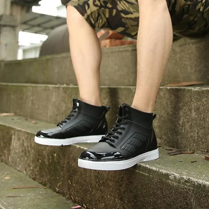 Мужские непромокаемые резиновые ботинки Dwayne черные ботильоны на шнуровке