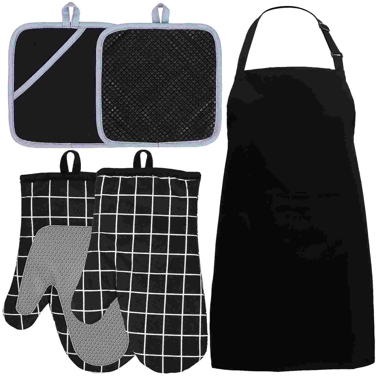 

Gloves Kitchen Apron Hot Baking Mitts Aprons Grilling Cooking Bbq Pan Potholders Placemat Silicone Oven Coasternon Holder Table