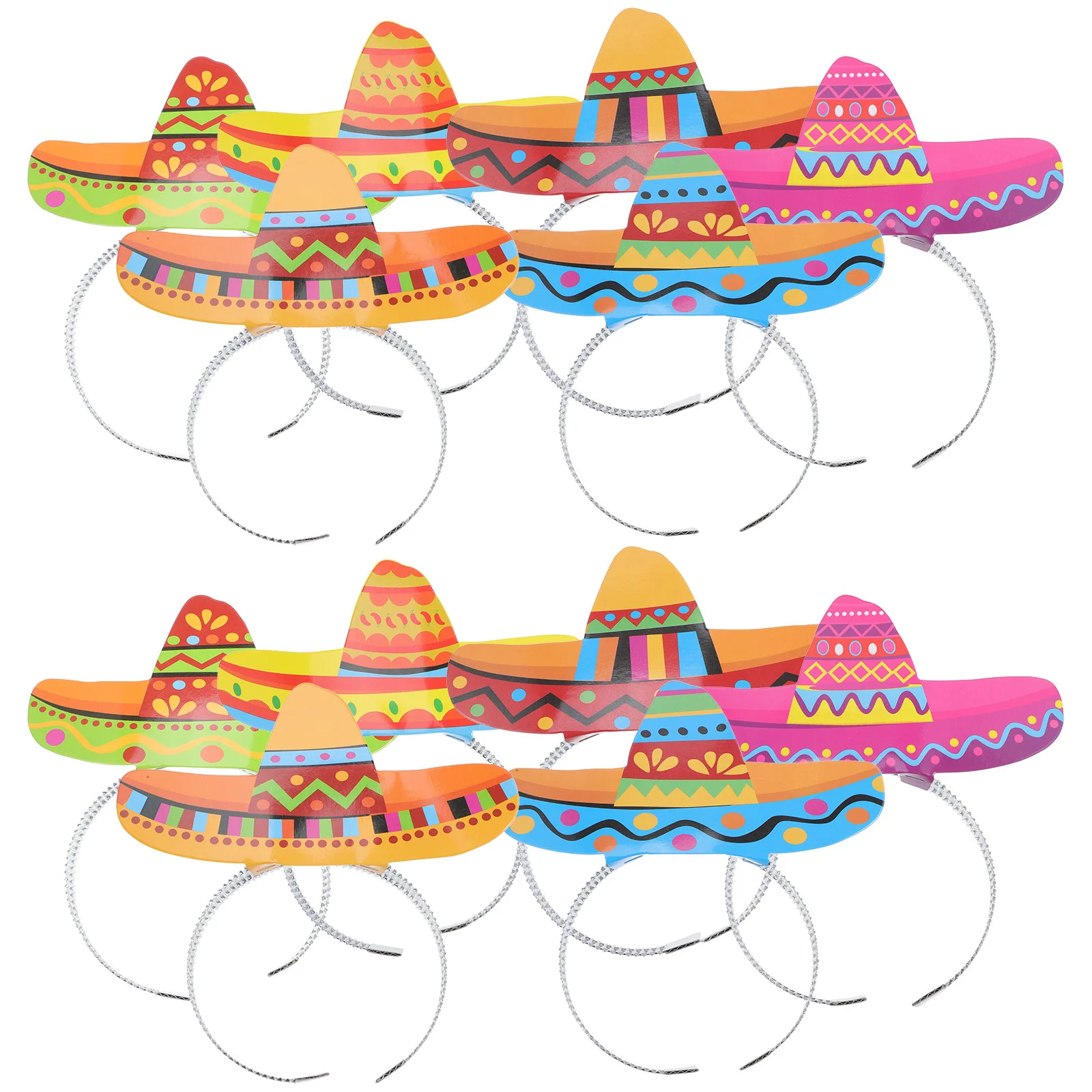 

12 Pcs Mexican Headband Day The Dead Hairbands Wide-brimmed Hats Headdress Party Accessories Paper Headbands