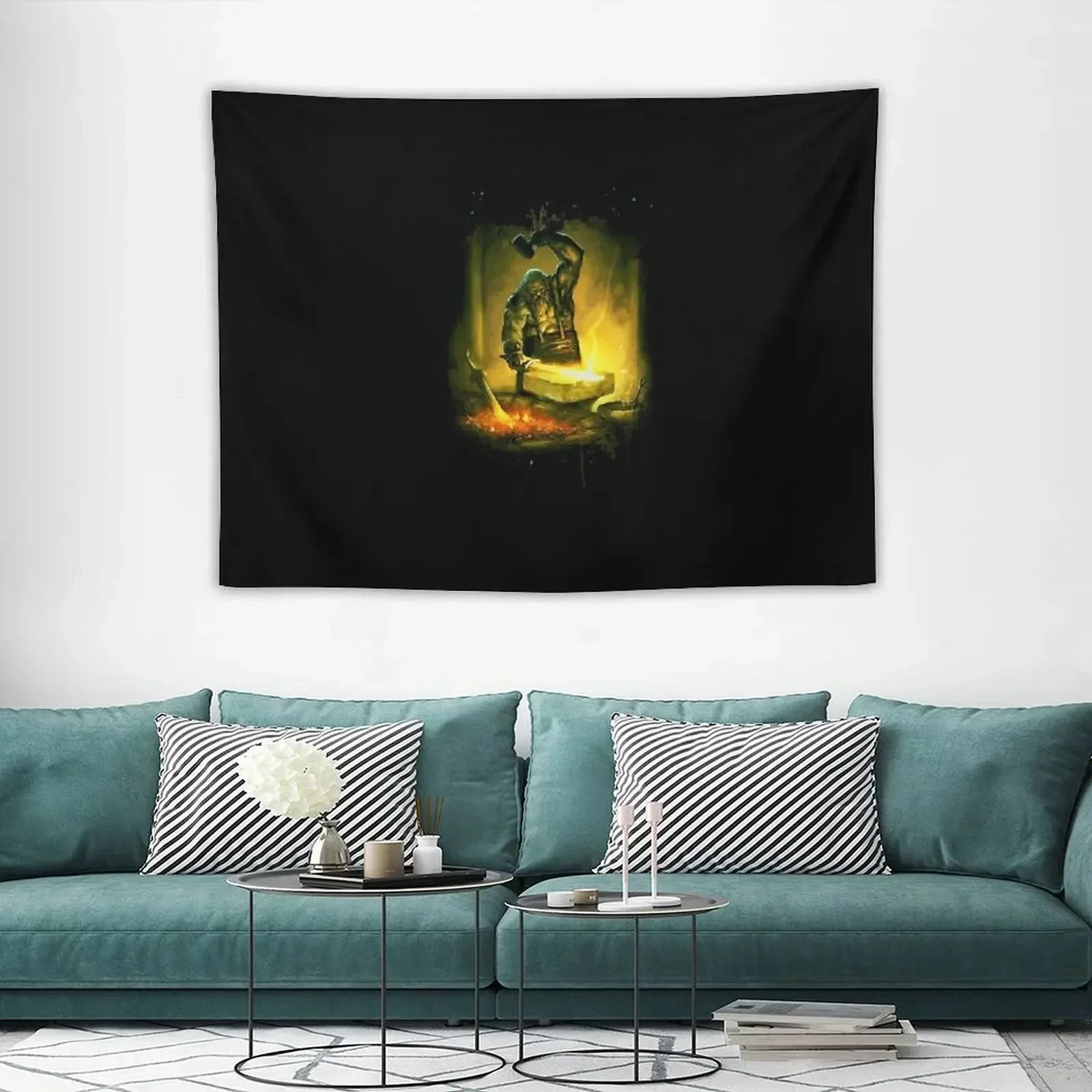 Хефаэстаус греческий бог Форвы рендерирован в красивом аквареле гобелен