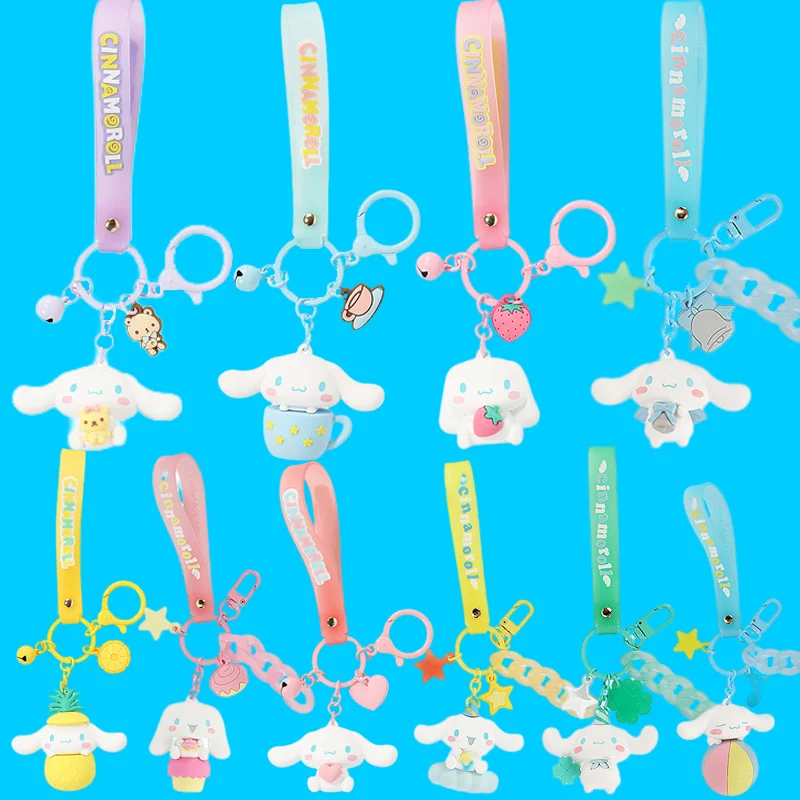 

10 Modes Cinnamoroll Key Chain Kawaii Cute Hanging Drop Bag Car Key Pendant Accessories Sanrio Bag Pendant