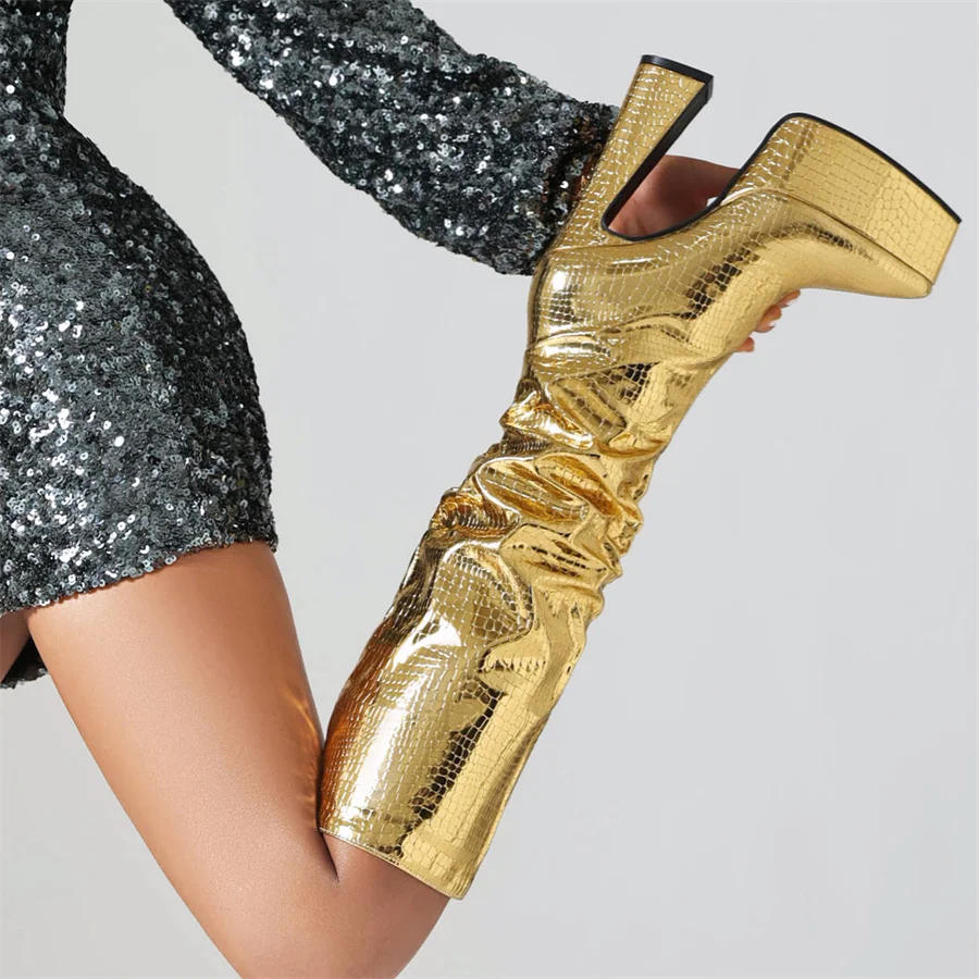 

Женские сапоги 2023, трендовые женские сапоги на очень высоком каблуке на платформе, длинные сапоги с острым носком, модные женские сапоги до колена, размер 43, Прямая поставка