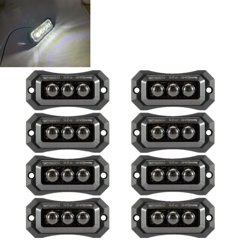 

8 шт. светодиодные фонари для прицепа, габаритные боковые фонари для грузовика, 3 светодиода, автомобильный фургон, пикап, решетка грузовика, предупреждение, габаритные боковые габаритные огни