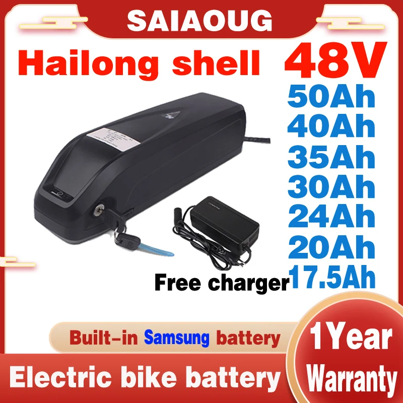

Hailong Electric Bike Battery 48v 20ah 17.5ah 24ah 30ah 40ah 50ah Bafang 500w 1000W 2000W E Bike Accu 13s5p Lithium Ion Battery