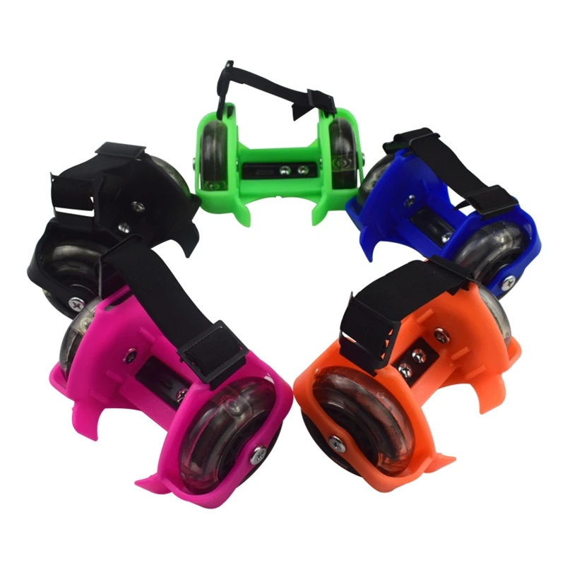 

Two-Wheeled Heel Wheels Adjustable Roller Skates PVC Tricolor Luminous Wheel Shoes for Children FK88 50KG Weight Limited